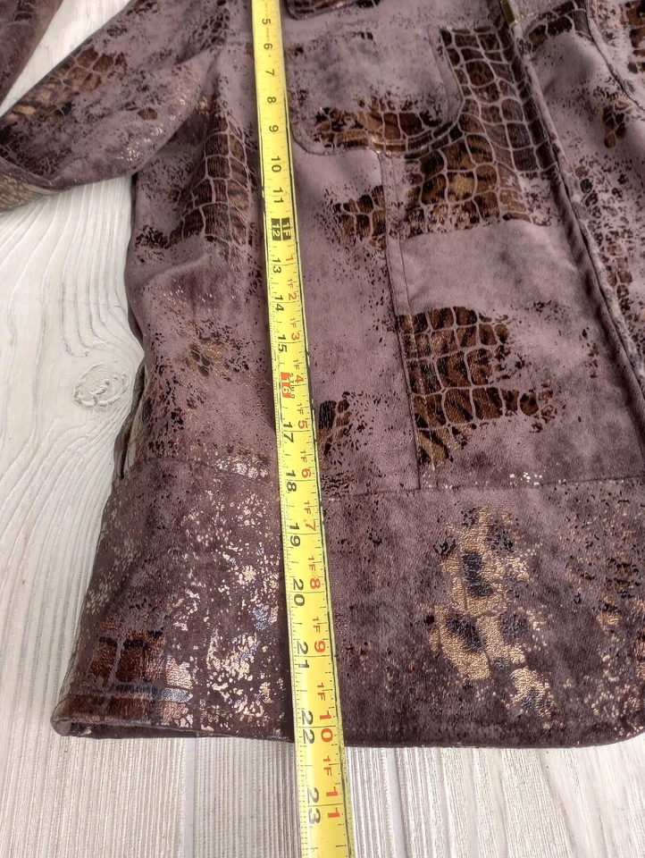 Erin London Womens Blazer Zip Jacket Metallic Gold Lined Size M Medium - Image 2 of 4