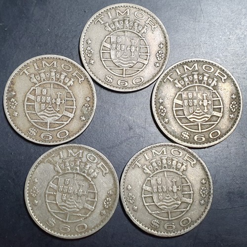 Lot 5 Pcs Portuguese Timor Portugal 60 Centavos Timor 1958