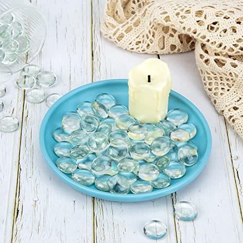 FUTUREPLUSX Flat Glass Marbles, 5Lb 500PCS Clear Flat Gems