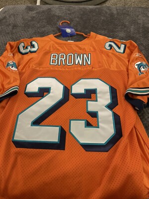 NWT Reebok On Field Miami Dolphins 40th Season #23 BROWN Jersey SZ
