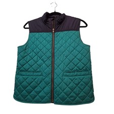 Crewcuts J Crew Quilted Walker Vest Boys LG Navy Green Pocket Preppy Classic