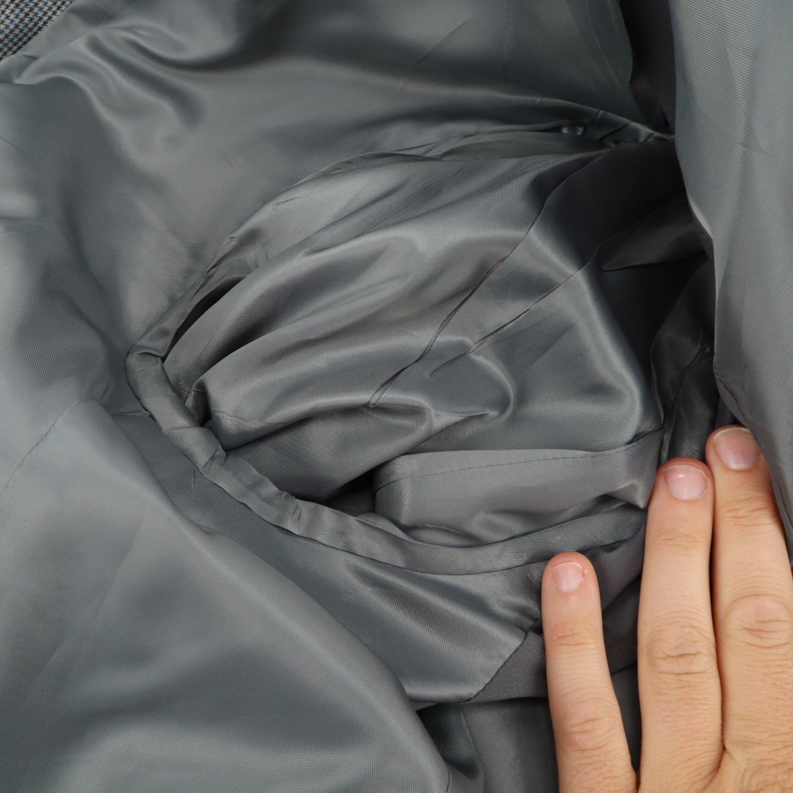 Chaps Medium Gray Houndstooth Blue Overcheck Poly… - image 8