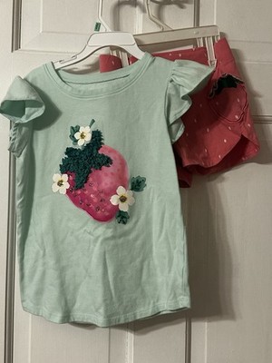 Jumping Beans Girls Size 6 Strawberry Shirt & Shorts Summer Outfit Set