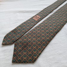 HERMES Tie silk all over pattern Spur authentic made in France 130