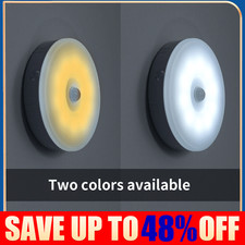 8-LED PIR Motion Sensor Light Wireless Wall-Cabinet Stair USB-Night-Lamps Round