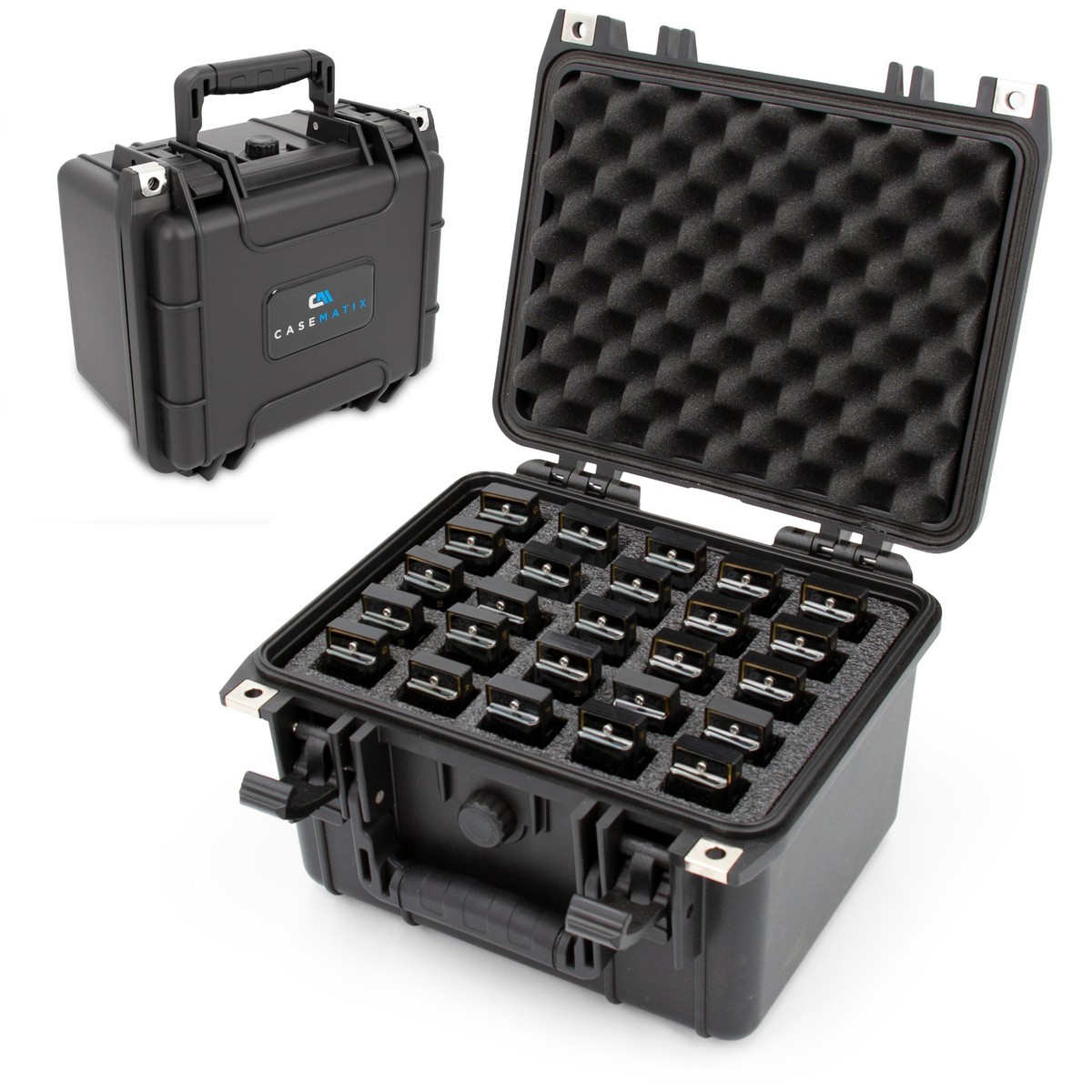 Casematix Harmonica Case for 25 Harmonicas – Waterproof Hard Shell