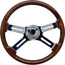 18 Inch Wood Truck Steering Wheel Chrome 4 Spoke