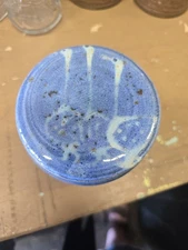 Stoneware Studio Art Pottery French Butter Keeper Covered Bowl Dish Signed Geese