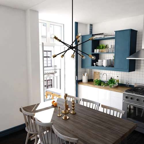 Gresham 34.25-in. W 10 Light Chandelier Antique Gold with Matte Black - Picture 6 of 6