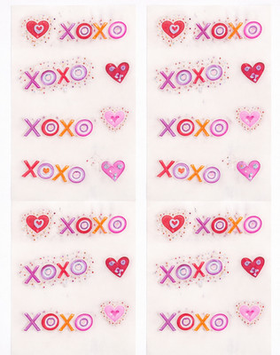 Mrs. Grossman's Reflections Hugs & Kisses Sticker Glitter Hearts Lot of 4
