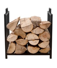 FRAMADO, Holzkorb für Kaminholz, Kaminholzkorb aus Metall, Holzlager MODERNO