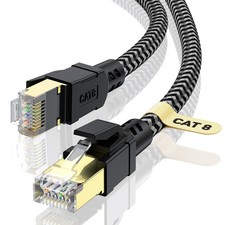 Cat 8 Ethernet Cable 40 Ft Braided 40Gbps 2000Mhz Heavy Duty Shielded LAN