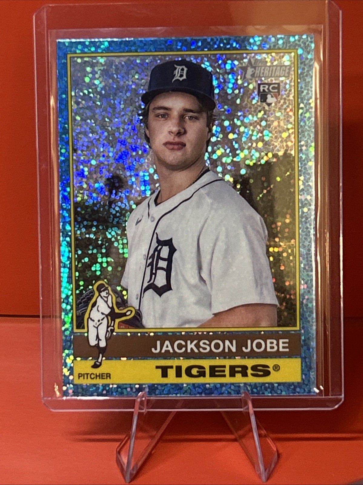 2025 Topps Heritage - Jackson Jobe #389 Chrome Light Blue Sparkle Refractor (RC)