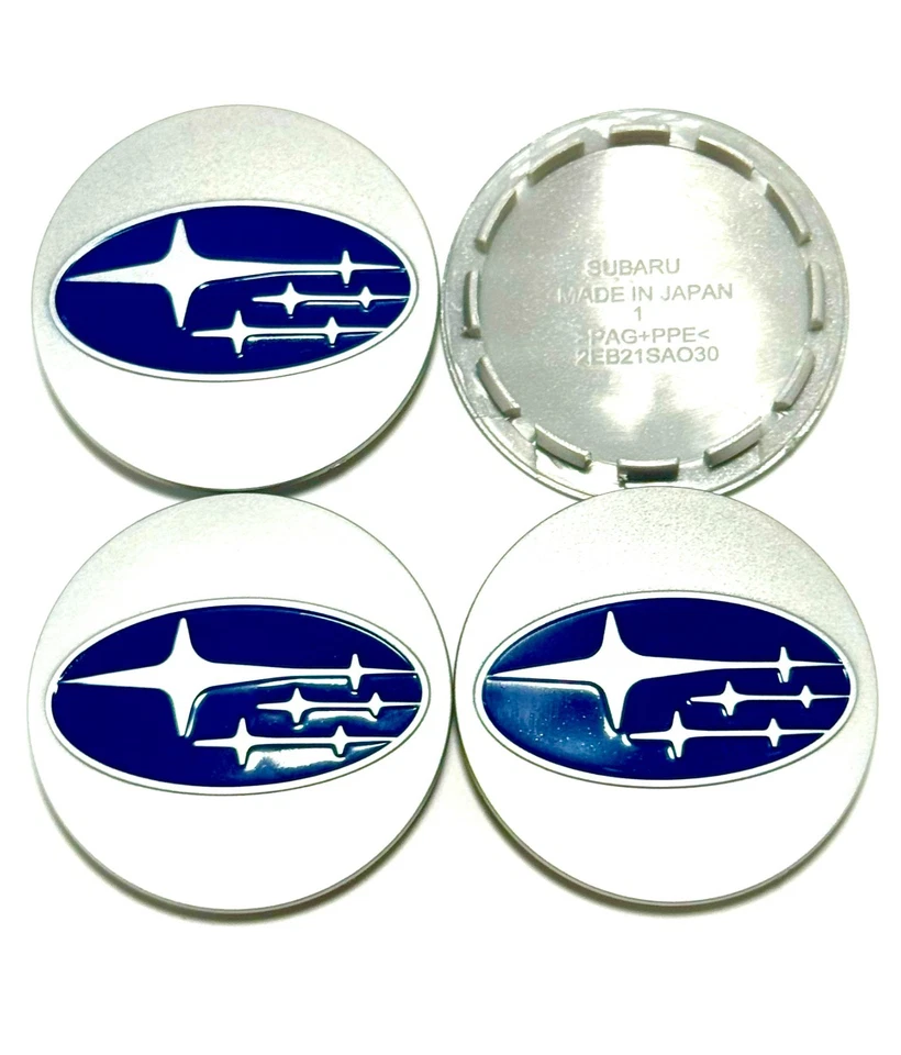 Комплект из 4 серебристых синих центральных колпаков колес Subaru, 28821SA030 - Изображение 3 из 3
