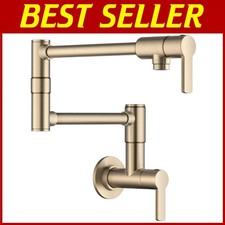 Brushed Brass Pot Filler Faucet, Wall Mount Kitchen Faucet