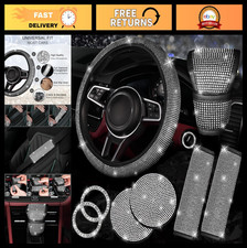 8 Pcs Bling Car Accessories Set for Women - Sparkly Steering Wheel Cover, Seat B