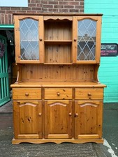 Vintage medium pine Welsh dresser storage glass/glazed door display upcycle