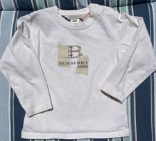 Burberry Baby Toddler White Long Sleeve Shirt Nova Check Logo Size 4Y 104cm