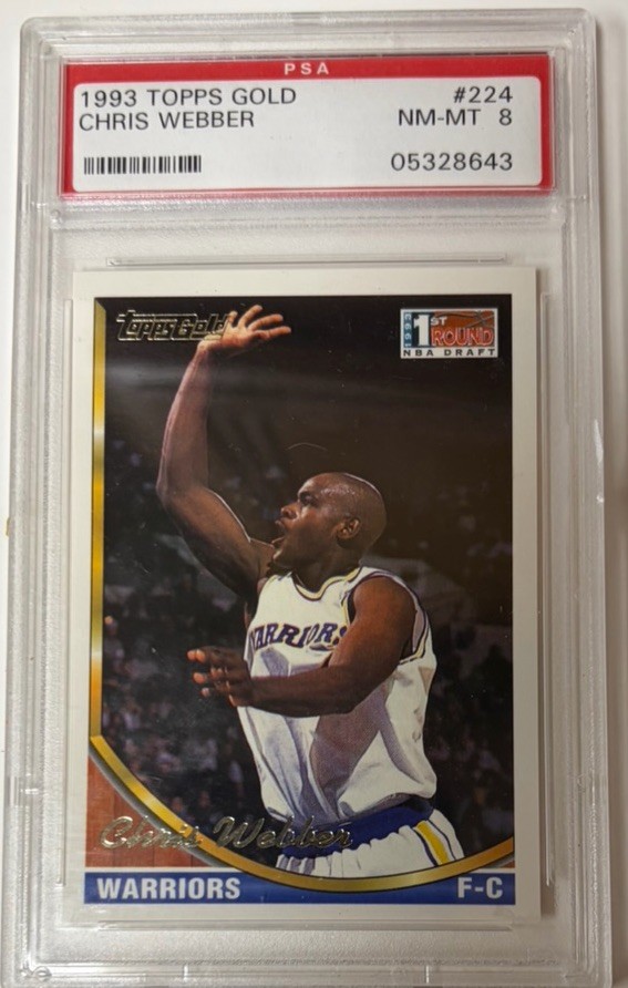 1993-94 Topps Gold #224 Chris Webber PSA 8 NM-MT  HOF Warriors Kings Rookie RC