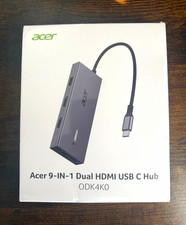 Acer 9-in-1 USB-C Type-C Hub Dual HDMI SD/microSD 100W Gray ODK4K0