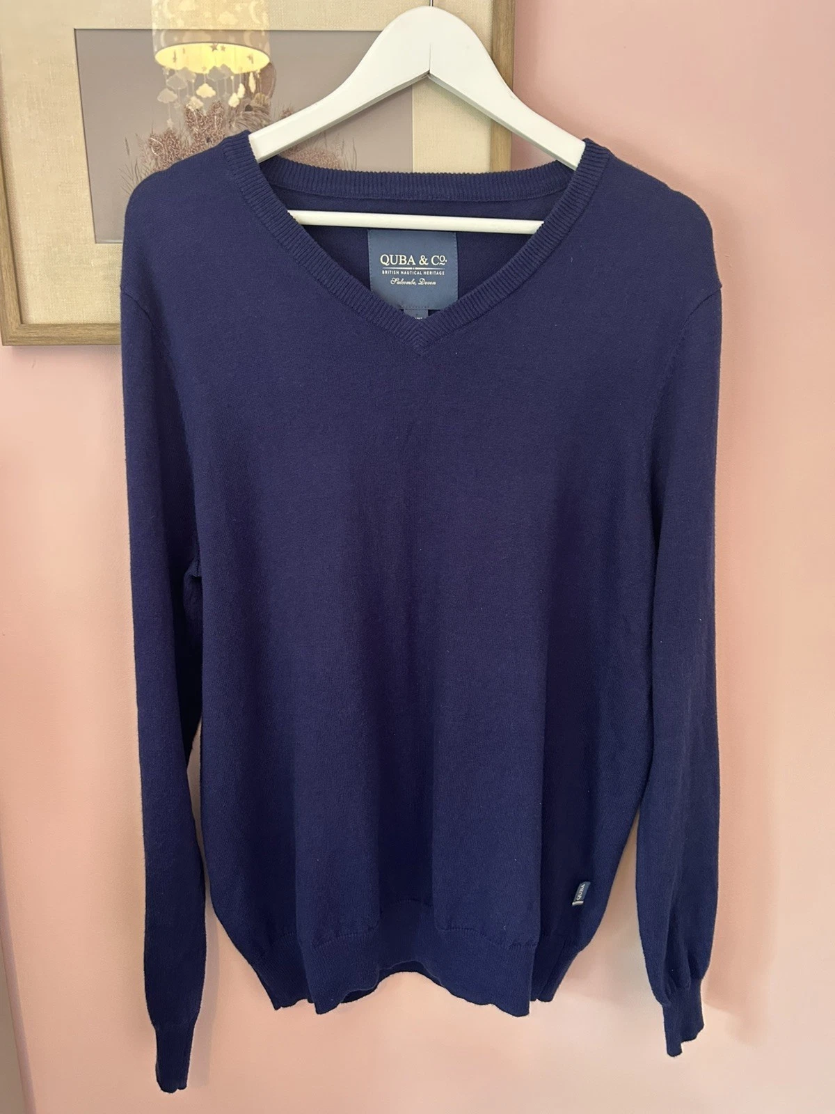 Mens Quba & Co V Neck Lightweight Jumper Cashmere Wool Blend Medium Navy Blue
Opens in a new window
