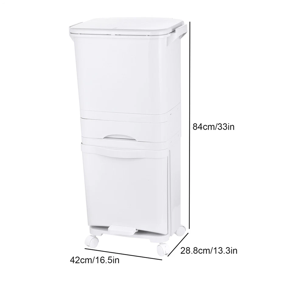 Mülleimer Küche mit Rädern Müllbehälter Abfalleimer Biomülleimer mit Deckel 42L - Bild 2 von 4