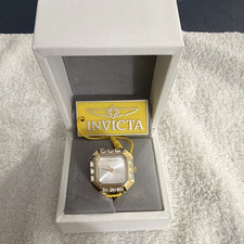 Invicta Women s Quartz Analog Gold Tone Octagon Silver Dial Bracelet w/Box