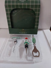 Christmas Art Glass 3 Piece Bar Set (Bottle Stopper, Bottle Opener, Wine Opener)