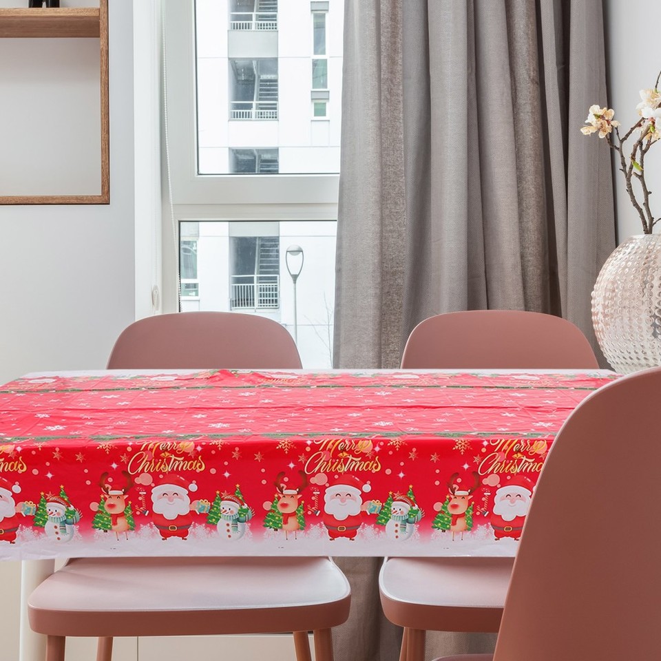 4Pcs Christmas Party Table Cover Pe Reusable Multi Color Table Decor ...