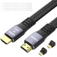 Flat HDMI Cable 25 Feet, 4K HDMI High Speed Braided Cord, Pure Copper, Suppor...