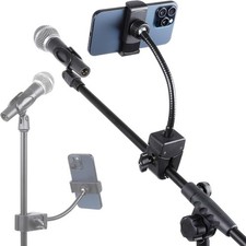 Mic Stand Phone Holder, Flexible Mount with 7.9" Clip Mount, Black
