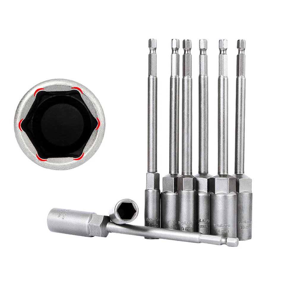 150mm Long Nuts Driver Hex Deep Socket Bits Impact Driver Drill 1/4" Hex Shank - Image 4 of 4