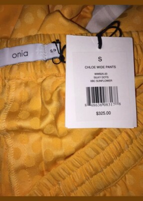 のの ONIA Chloe Wide Pants Silky Dots Orange Sunflower Active SZ S NWT