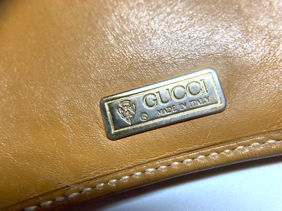 Gucci Gold GG interlocking stamped Gucci with number and Italy. Vintage 1970’s. OLD GUCCI 1970s PORTER GOLD GG INTERLOCKING PVC LEATHER  main image 2