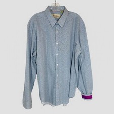 Robert Graham size 2X Button Up Long Sleeve Blue/Brown Floral Tailored Fit