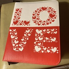 New Photo Album LOVE Red  White Picture Holder 60 Sheets Zip Closure Sz 10X7  