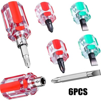6x Mini Screwdriver Flat Head / Cross-Head /2-In-1 Interchangeable Screwdrivers
