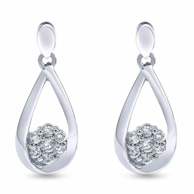 1/3 Karat TW, im Labor erstellt Diamant Drop Hängel Ohrringe in Sterlingsilber