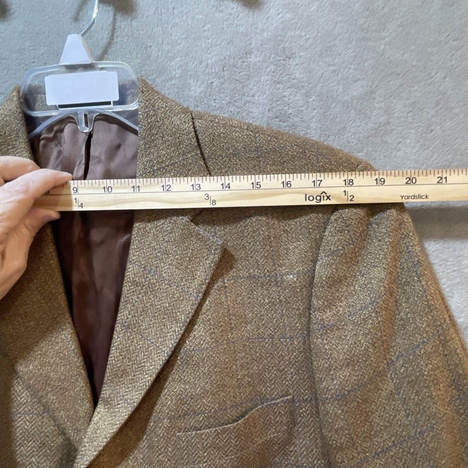 Alan Flusser Silk Wool Tweed 3 Button Sport Coat 42R Brown Herringbone ...