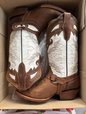 McAllen Cowboy Women Boots Brown/white Leather 8 | eBay display picture 2