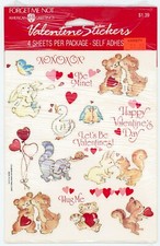 VTG Sticker Sheets Valentines Day Animals Hearts American Greetings Sealed 1980s