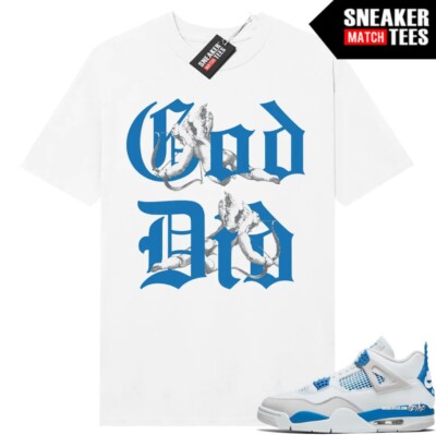 Military Blue 4s retro to match Sneaker Match Tees White 
