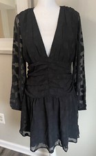 NWT Women's Asos Dress Fit Flare Black Sheer Dots Size 12 New