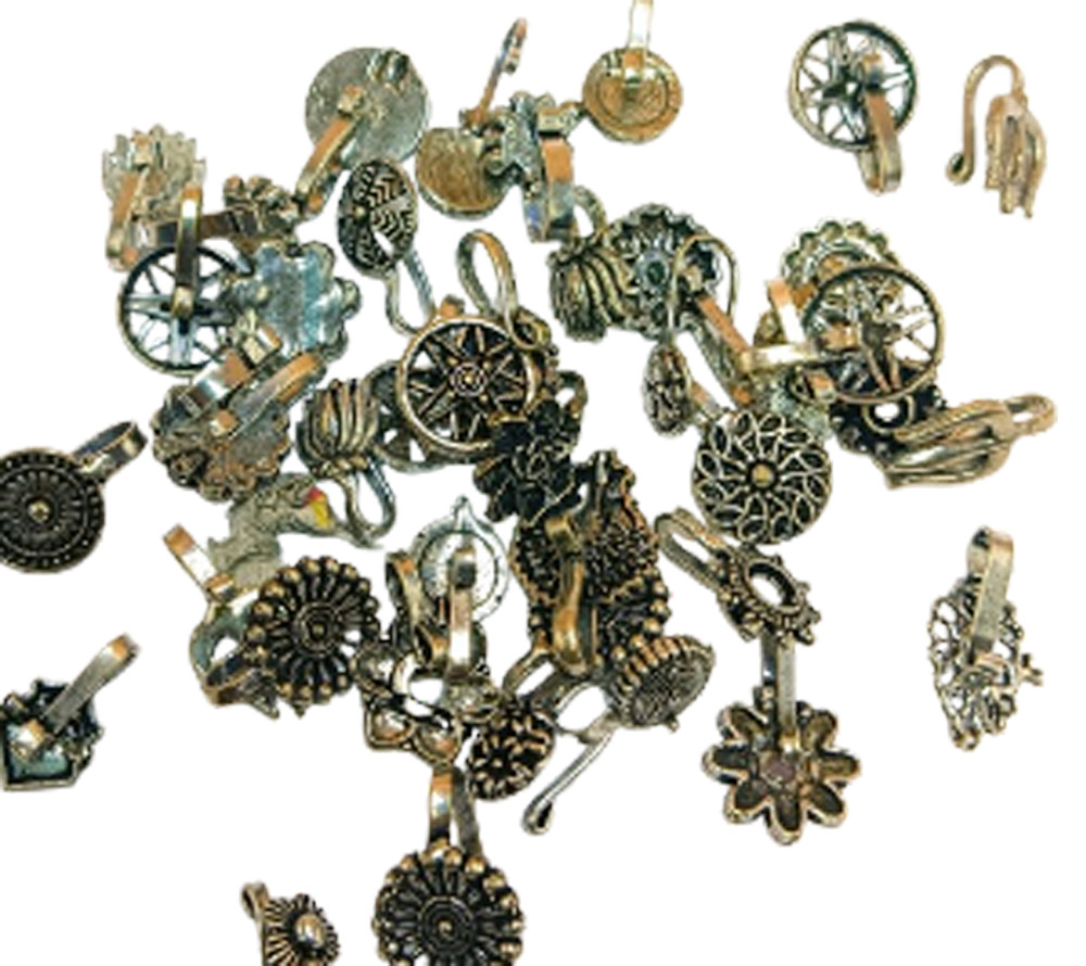1000pz Senza Piercing Nosering Pressing Tipo Argento Ossidato Naso Pin-Naso Pin