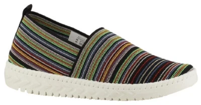 Ladies Elastic Pumps Comfort Soft Plimsolls Casual Slip On Shoes Multi Stripes