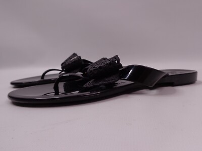 SALVATORE FERRAGAMO BALI BOW TIE JELLY FLIP FLOP SANDAL BLACK 8B