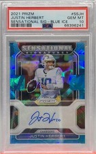 2021 Justin Herbert - Prizm Football - Sen Signatures - Blue Ice - 10/75 -PSA 10