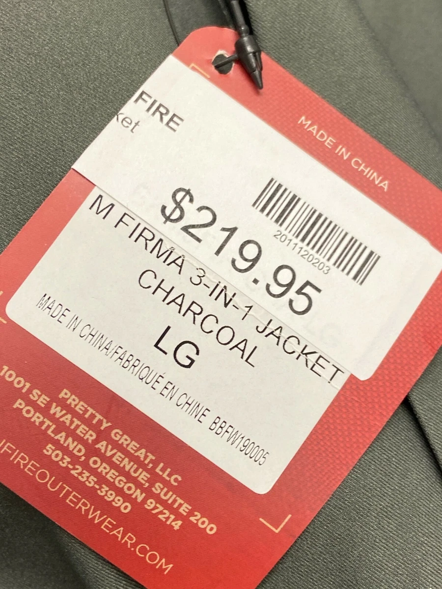 220 Bonfire Firma 3 in 1 Jacket Mens Stretch Size L NWT Gray
