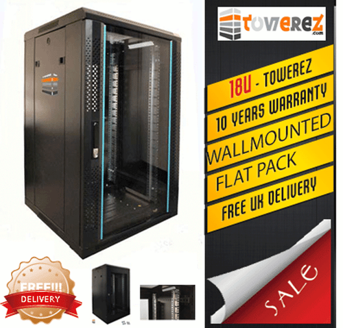 18U SERVER RACK DATA CABINE19 INCH 600 (W) x 590 (D) x 1000 (H) FLAT PACK NEW - Picture 2 of 12