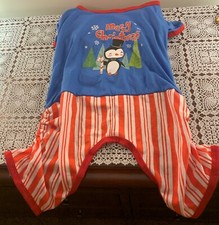 Dog Holiday Pajamas Merry Christmas Penguin MEDIUM Candy Cane Stripes Red White